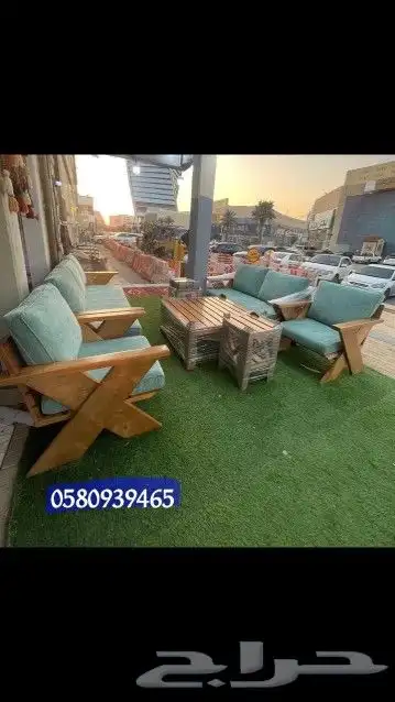 جلسات خارجية خشب سويدي طبيعي 9