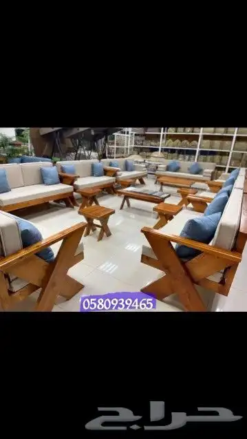 جلسات خارجية خشب سويدي طبيعي 8