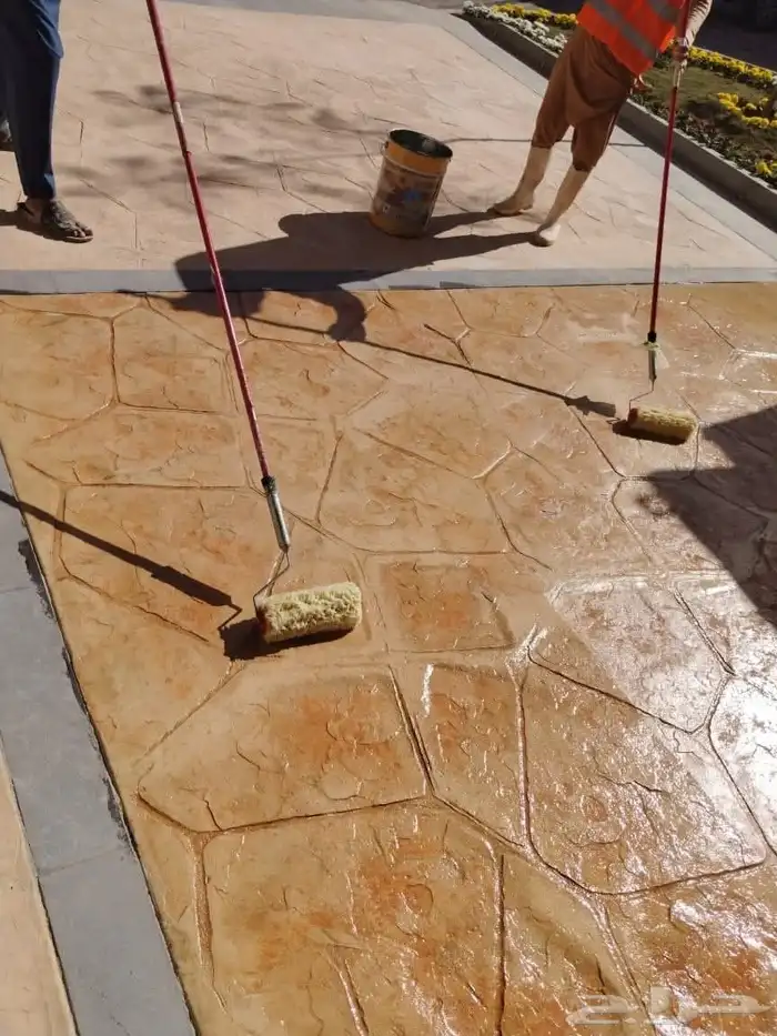 Stamped concrete مقاؤل صبة ميزانية صبة مرؤحة سكريت صبة محطة 1