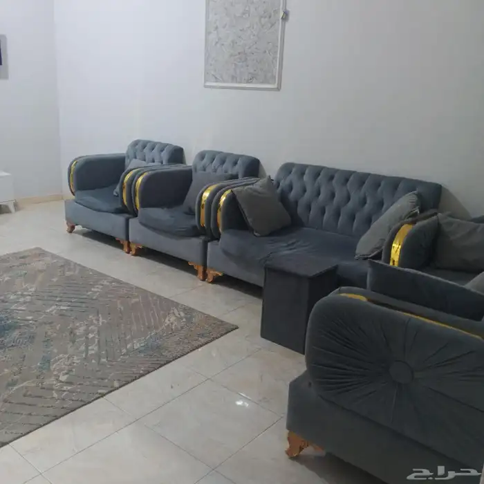 كنب صاله 5قطع  طاوله شاشه  غرفه نوم بدون سرير شاشه  ثلاجه 3