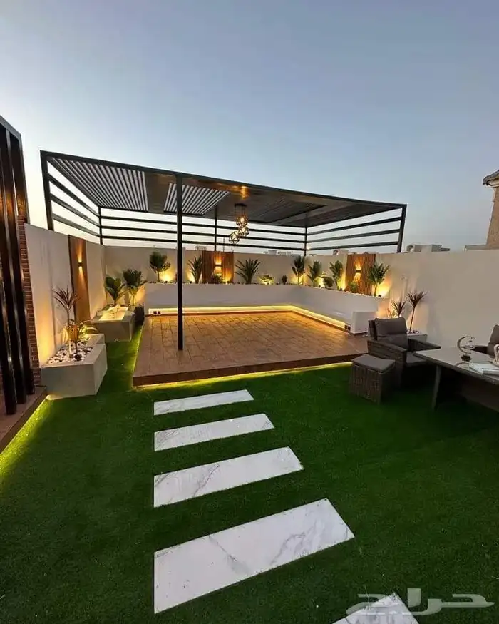 تنسيق حدائق وشلالات وجلسات وغرف زوجاج خارجية 7