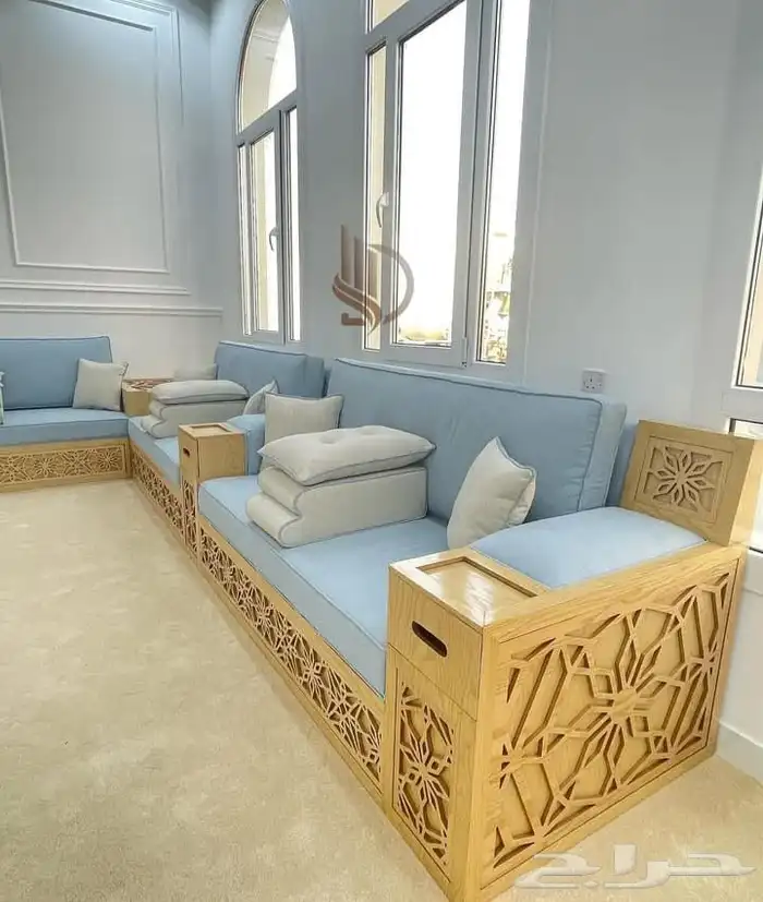 كنب ارضي مجالس مغربية مساند ستائر تفصيل وتنجيد 17