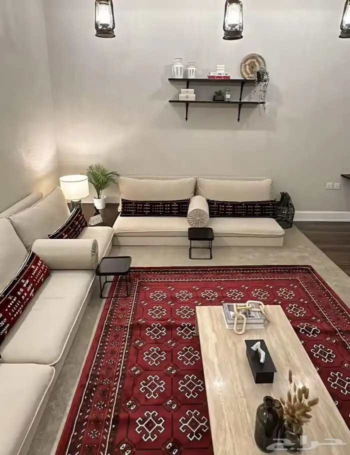 كنب ارضي مجالس مغربية مساند ستائر تفصيل وتنجيد 8