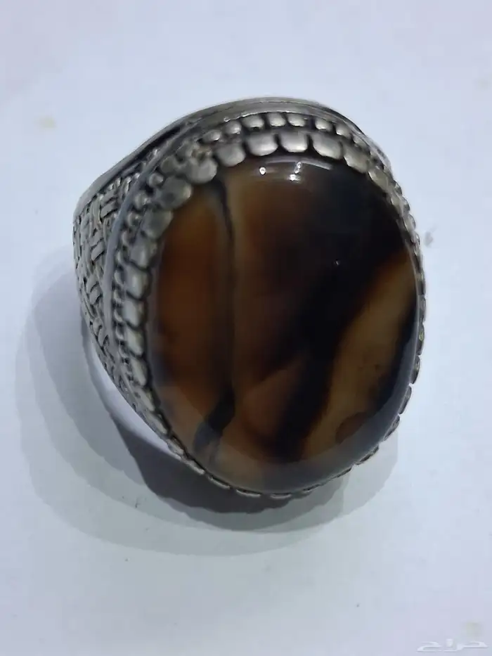 خاتم رجالي من الفضه حجر اسود جميل 3