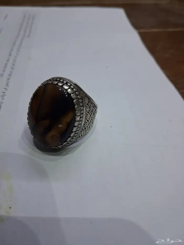 خاتم رجالي من الفضه حجر اسود جميل 4