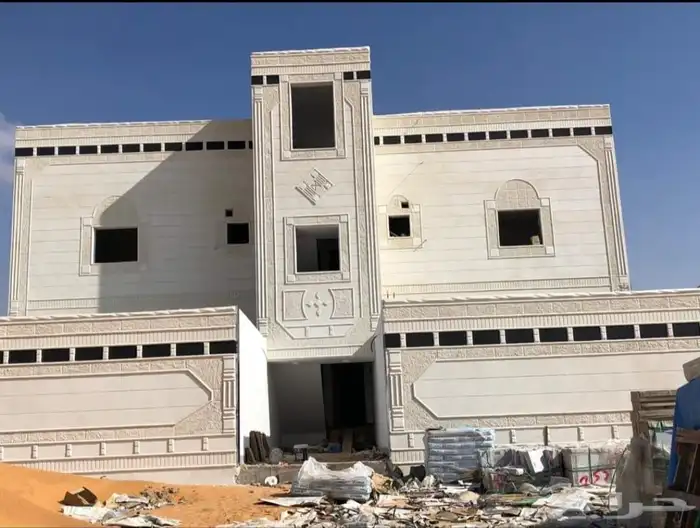 ديكورات خارجيه والياسه ملونه بلاسمنت الأبيض 2