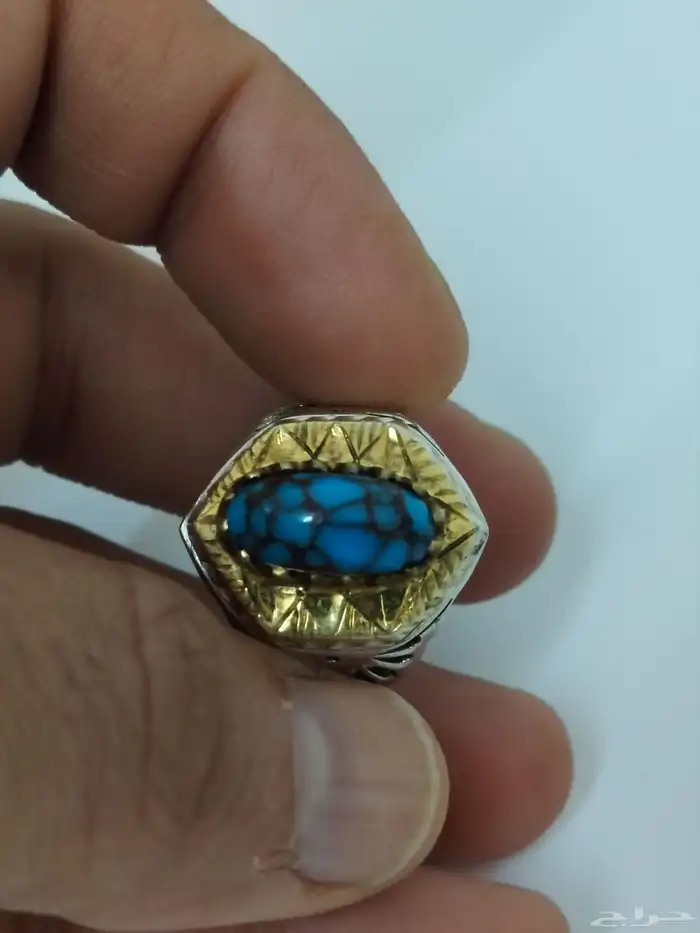 خاتم فضه شغل احترافي بحجر الفيروز السينائي 4