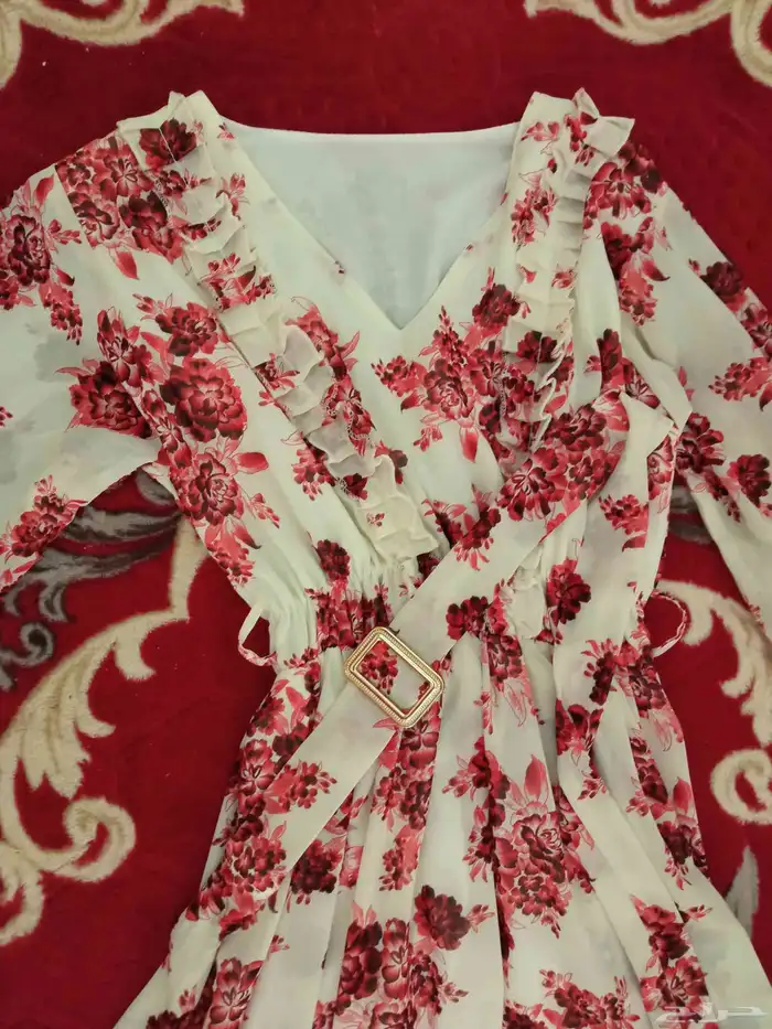 فستان جديد ابيض واحمر انيق جدا 2