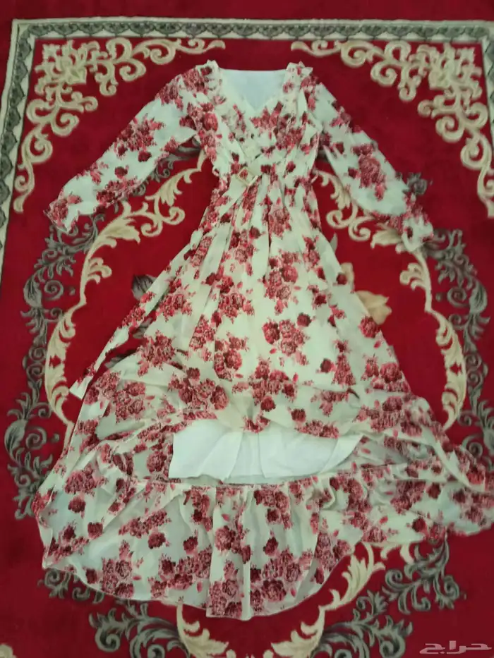 فستان جديد ابيض واحمر انيق جدا 1