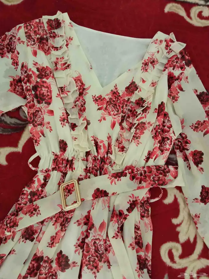 فستان جديد ابيض واحمر انيق جدا 0