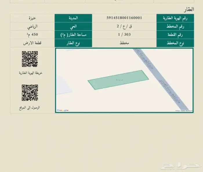 للبيع ارض شرقية سكنية في عنيزة 1