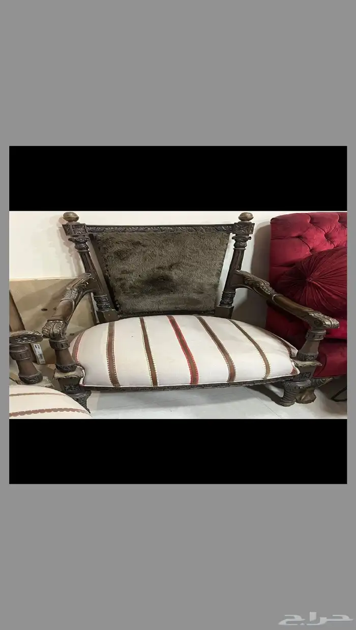 كنب خشب منحوت جديد لم يستخدم 0