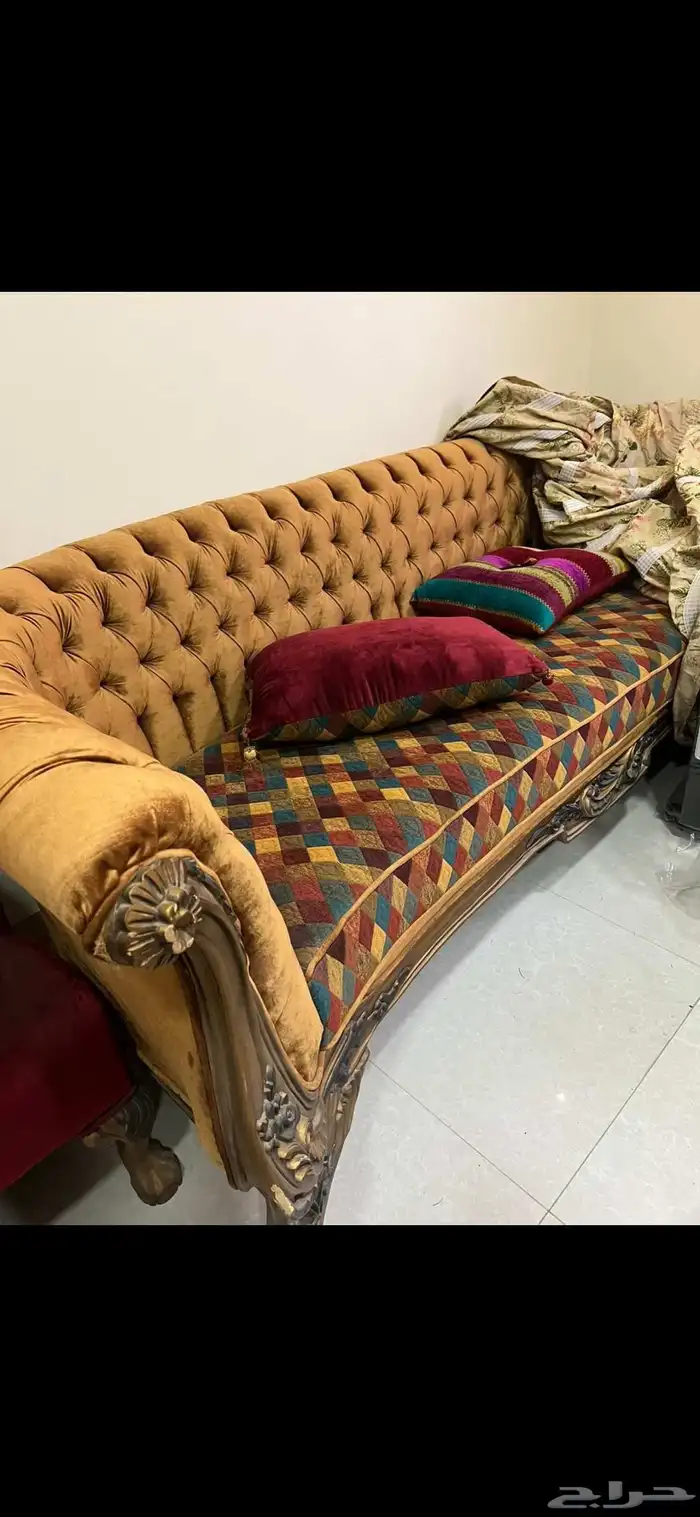 كنب خشب منحوت جديد لم يستخدم 8