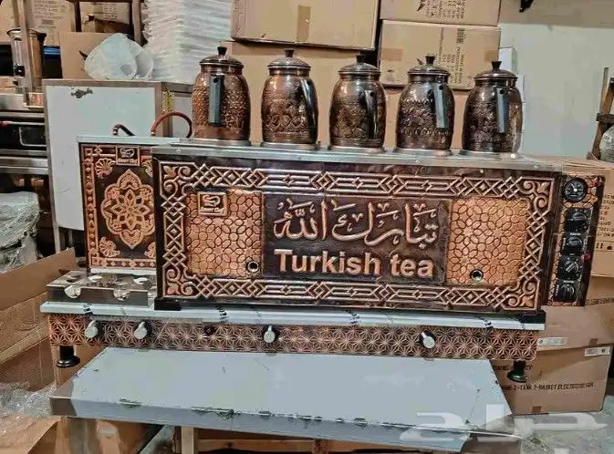 استخدم سخان شاي سموار نحاسي تركي يعمل بالكهرباء وبالغاز ) 0