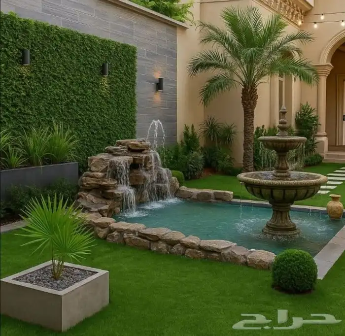 تصميم شلالات نوافير مسابح مظلات ديكورات داخليه وخارجيه عشب 2