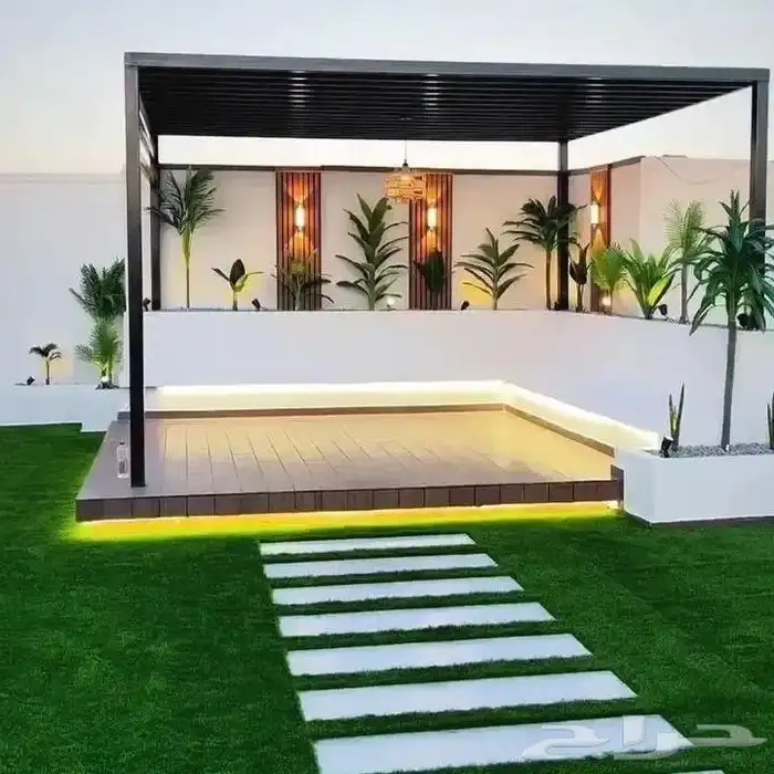 تنسيق حدائق عشب صناعي شلالات مظلات ديكورات نوافير جازان 1
