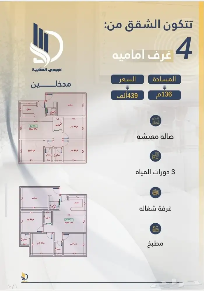 شقق للتمليك والاستثمار حي الواحه مخطط سندس مقابل الواحه بولي 0