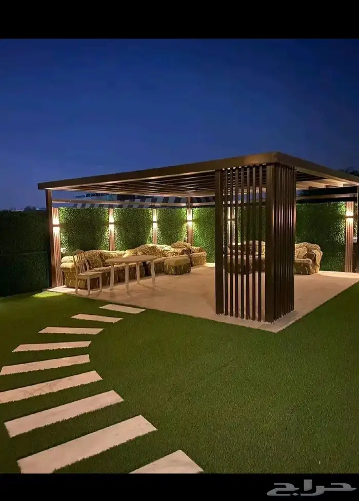 تنسيق حدائق عشب صناعي شلالات مظلات ديكورات نوافير جازان 3