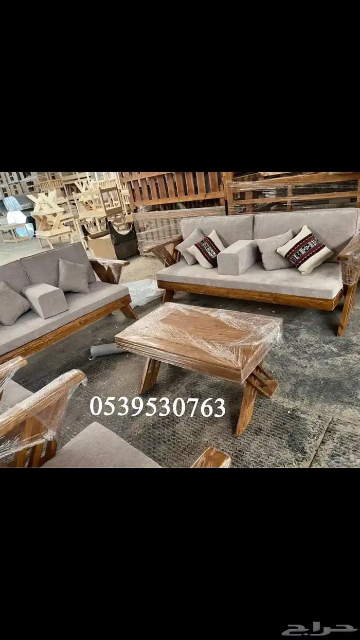 كراسي خشب اطقم سبع انفار جلسات خارجي على حسب التفصيل اشكال 2