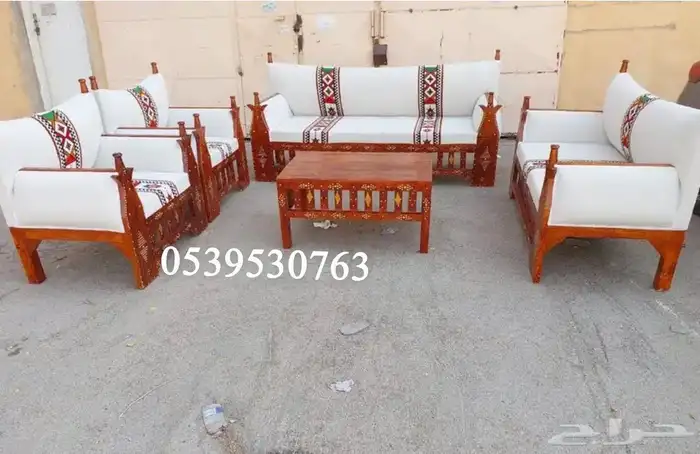 كراسي خشب اطقم سبع انفار جلسات خارجي على حسب التفصيل اشكال 0