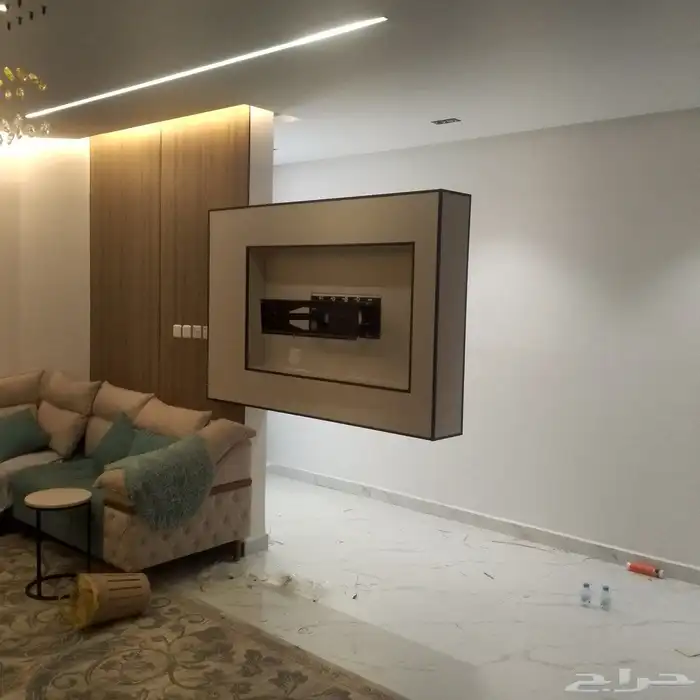 تصميم ديكورات داخليه فخامة خلفيات شاشه بلازما ومداخل مرايا 3
