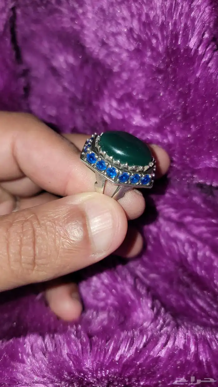 خاتم فضة بفص عقيق اخضر 1