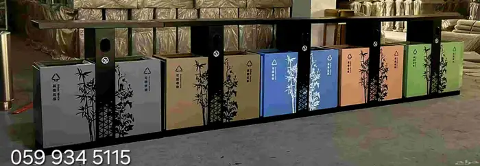 سلة المهملات من  الفولاذ  المقاوم  للصدأ ذات السعة كبيرة 0