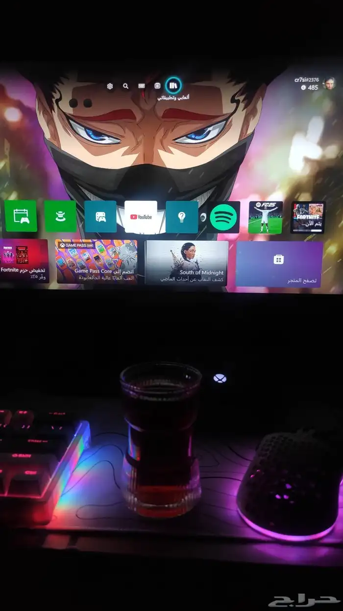 اكس بوكس سيرس اس مع شاشه ويد وبطاريه اصليه وماوس وكيبورد 5