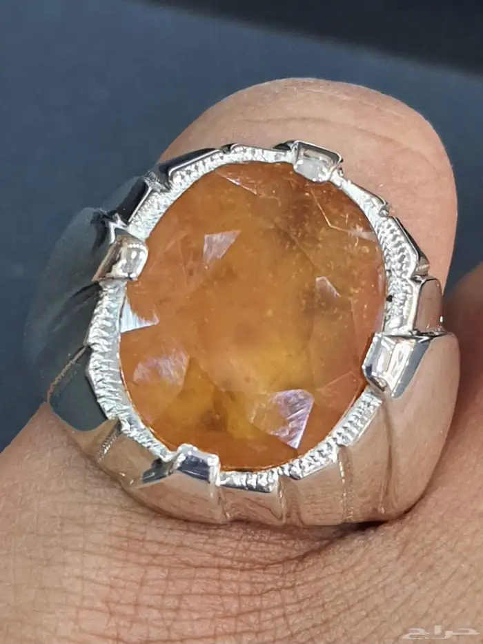 خاتم ياقوت افريقي اصفر طبيعي 3