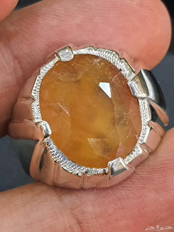 خاتم ياقوت افريقي اصفر طبيعي 0