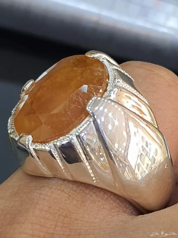 خاتم ياقوت افريقي اصفر طبيعي 5