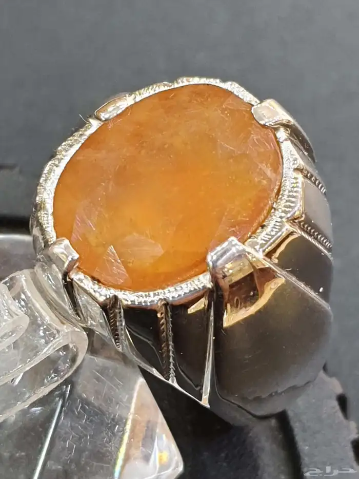 خاتم ياقوت افريقي اصفر طبيعي 1