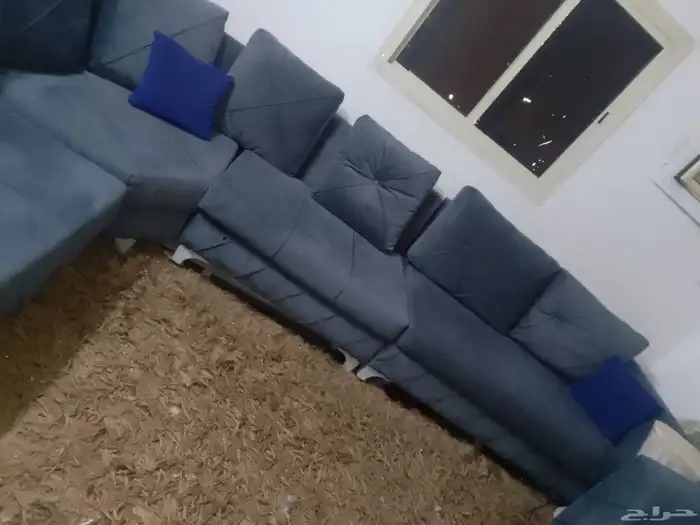 كنب نظيف للبيع القماش مخمل لون رصاصي غامق 8 متار 1