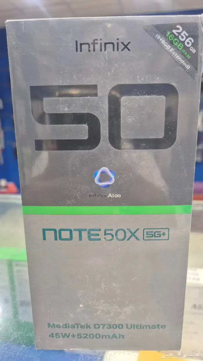 جوال جبار من note50x 5G  infinix الذاكرة 256 رام16 0