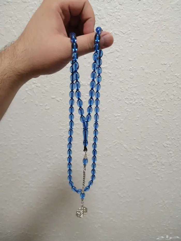 سبحة كهرمان لون سماوي صافيه (جديدة). 2