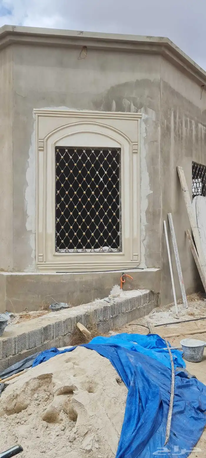 ديكورات خارجية اسمنتيه بطحاء الرياض حجر لياسه ملونه كسر رخام 5