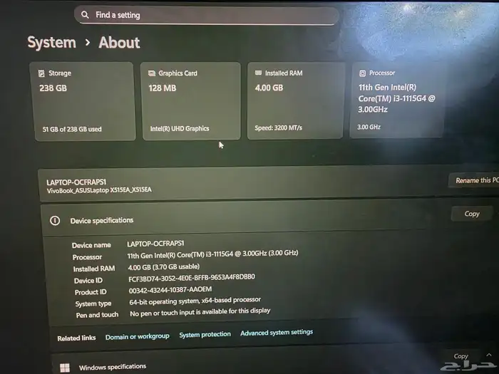 Asus X515E core i3 4 128 4