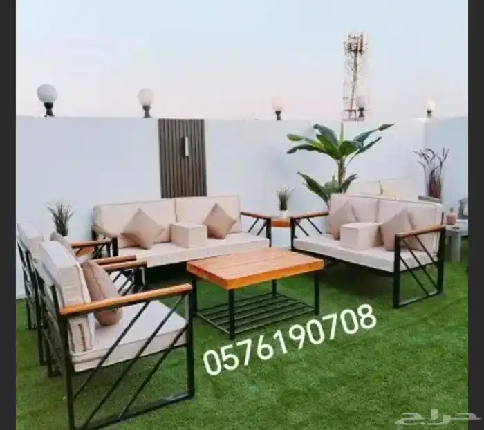 كراسي جلسات خارجيه حديد خشب 7 اشخاص كويتي كفرات مرجيحة اطفال 19