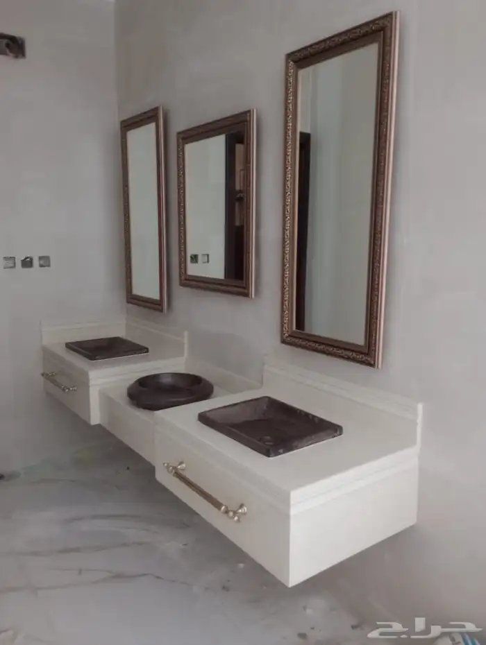 مغاسل رخام صناعي سعر المتر شامل التركيب والمرأه والحوض 600رس 5