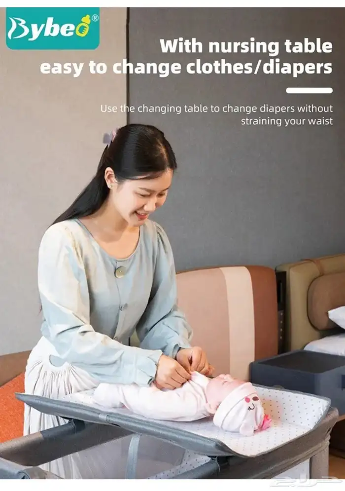 سرير محمول بجانب سرير الام . 4 في 1 متعدد الوظائف 7