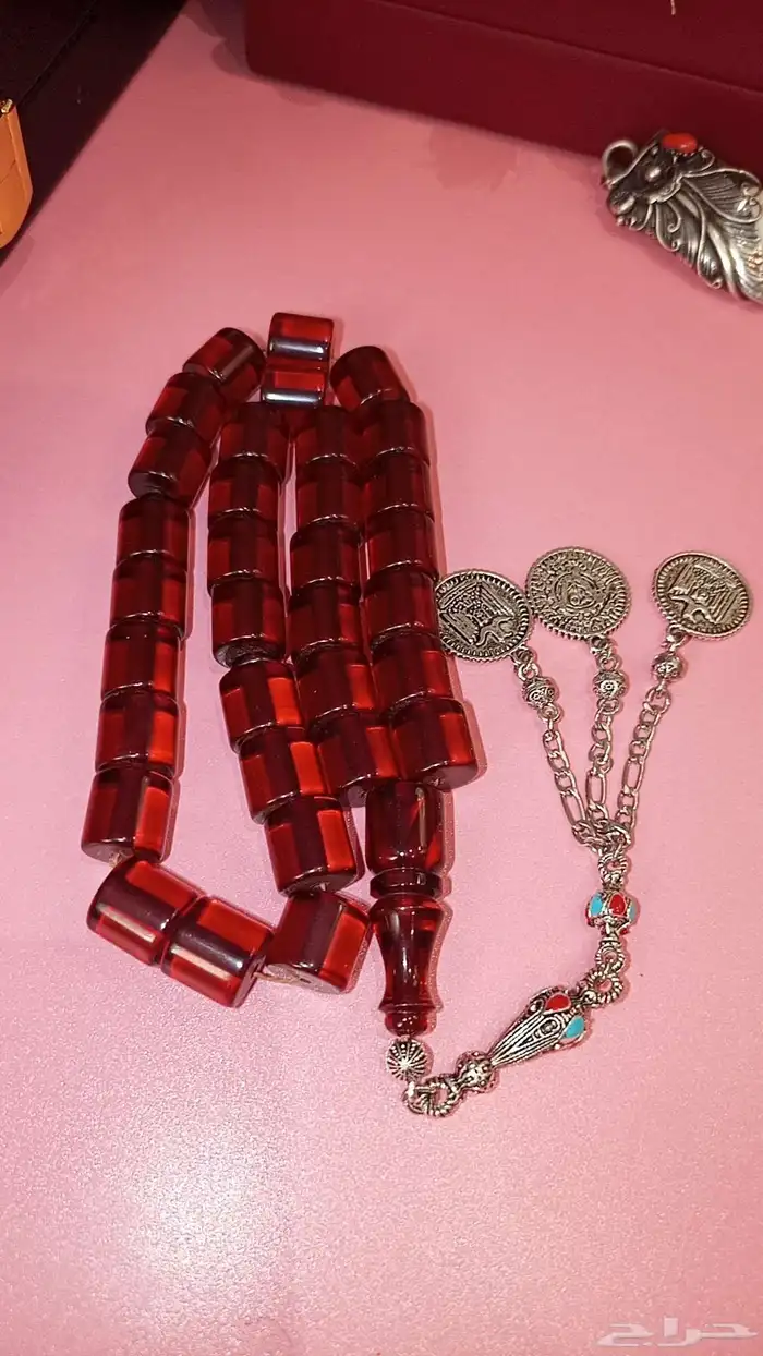 سبحة سندلوس شفاف كبدي خراطة يدوية فاخرة لمعة زجاجية خرزات 1