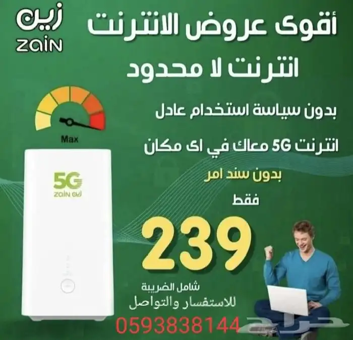 Strongest mobile internet package offers free Zain 5G WiFi d 2